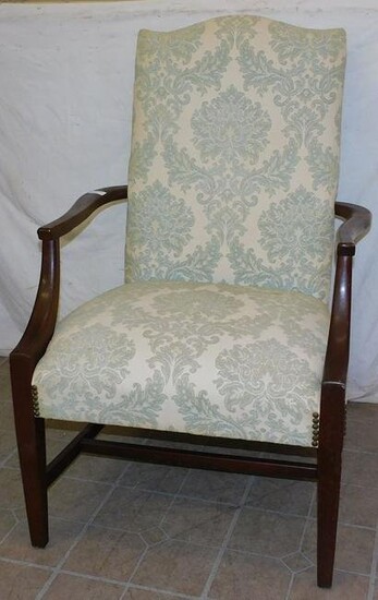 Mahogany Upholstered High Back Chair