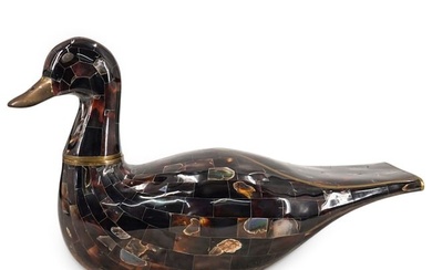 Maitland Smith Brass, Abalone & Horn Figure Of A Duck