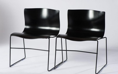 Massimo Vignelli (2) Black Armless Handkerchief Chairs for Knoll, 1985