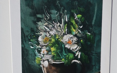 Maurice de Vlaminck (*1876-1958) "Fleurs au pot de grès", color...