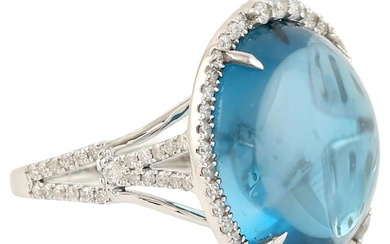 Meghna Jewels 15.14 carat Blue Topaz Diamond 14K Gold Ring