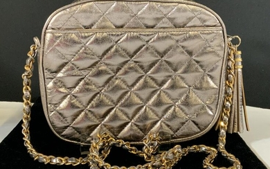 Metallic Quilted Chain Strap Cross Body Leather
