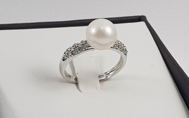 Miluna - 18 kt. White gold - Ring Pearl - Diamonds