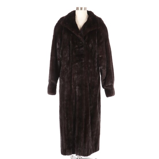 Mink Fur Full-Length Coat with Cuffed Sleeves