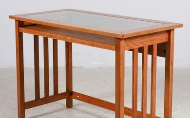 Mission Oak style glass top desk
