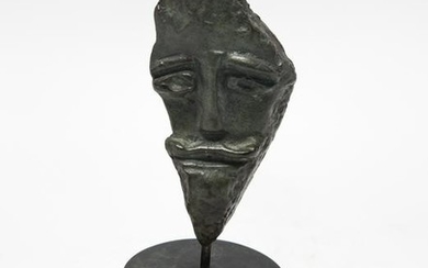 Modern Abstract Bronze Head Sculpture