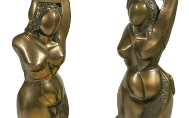 Modern Bronze Figural Female Nude Torso Sculptures