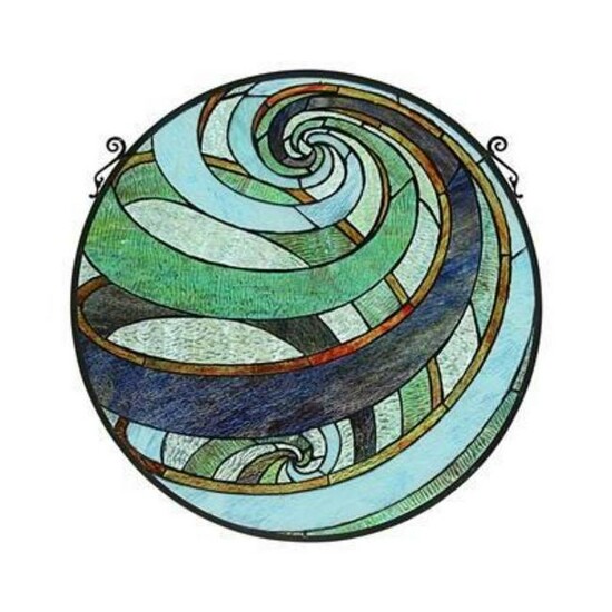 Modern Geometic Style Stained Glass Globe Hanging Panel