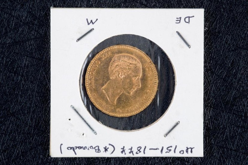 Moneda de 25 pesetas Alfonso XII, 1877, DEM.