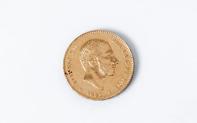 Moneda de oro (900 mil.). ESPAÑA, 25 Pesetas. Alfonso XII....