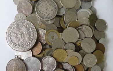 Monnaies, Jeton et Médailles - Lot de 214 monnaies diverses dont 7 en argent (5...