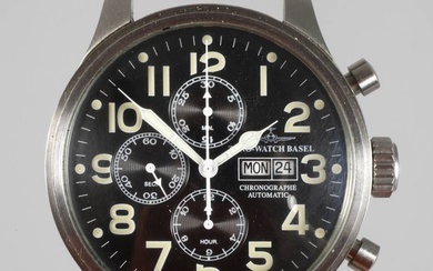 Montre pilote Zeno-Watch Basel Pilot Oversized Chronograph, Suisse, vers 2000-2010, mouvement automatique Valjoux 7750, réf....