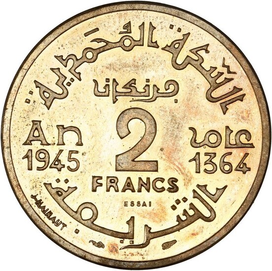 Morocco - 2 Francs 1945 (AH1364) Essai Piéfort