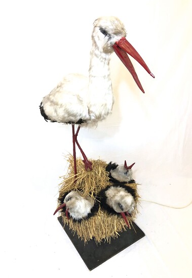 Moving Store Display Doll Stork with 3 Babies