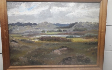 N. Graversen: “Ved Uggerby Aa i storm”. Signed N. Graversen 1933. Oil on canvas. 50×70 cm.
