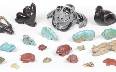 NATIVE HARDSTONE CARVINGS & TURQUOISE GROUP
