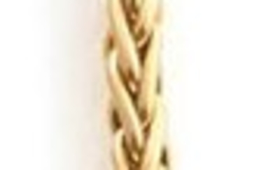 NECKLACE and BRACELET in yellow gold 750 thousandths mesh palm. Length: 19 cm (bracelet) / 44 cm (necklace). Gross weight : 38.18 gr. A yellow gold necklace and a bracelet