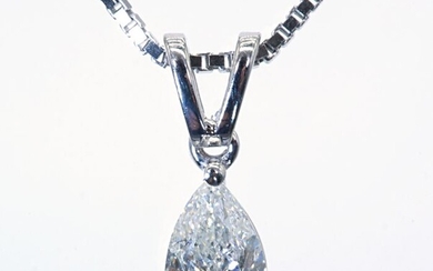 NO RESERVE PRICE---- - 18 kt. White gold - Necklace with pendant - 0.50 ct Diamond