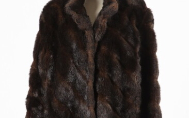 NORM THOMPSON BEAVER BROWN FUR JACKET WITH BLACK BUTTONS. size...