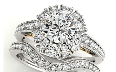 Natural 2.3 CTW Diamond Engagement Ring SET 18K Yellow Gold