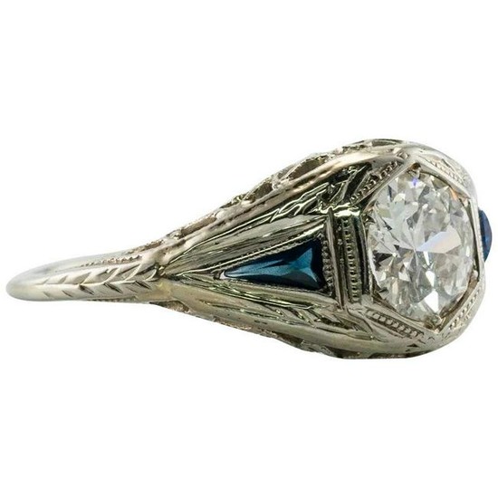 Natural Diamond Sapphire Band Ring BELAIS 18K Gold