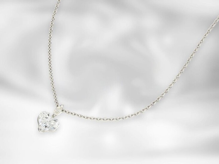 Necklace/chain: mint condition one carat diamond heart pendant...