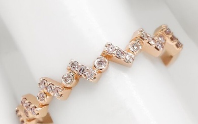 *No Reserve Price* 0.14ct Pink Diamond Ring - 14 kt. Pink gold - Ring