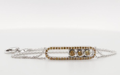 No Reserve Price - 0.44 tcw - Fancy Vivid to Deep Mix Yellow - 14 kt. White gold - Bracelet Diamond
