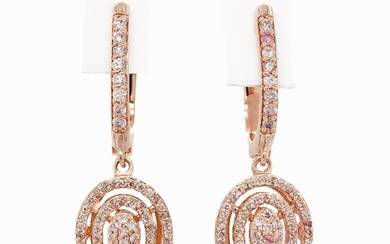 ***No Reserve Price*** 0.57 Carat Pink Diamond Earrings - 14 kt. Pink gold - Earrings