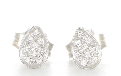 '' No Reserve Price '' New - 18 kt. White gold - Earrings - 0.19 ct Diamond