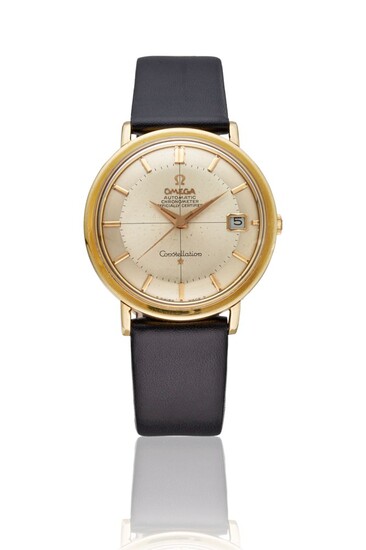 OMEGA, GOLD-CAPPED TWO-TONE PIE-PAN DIAL CONSTELLATION WRISTWATCH, REF. CD 168.004, MOVEMENT NO. 24’438’740
