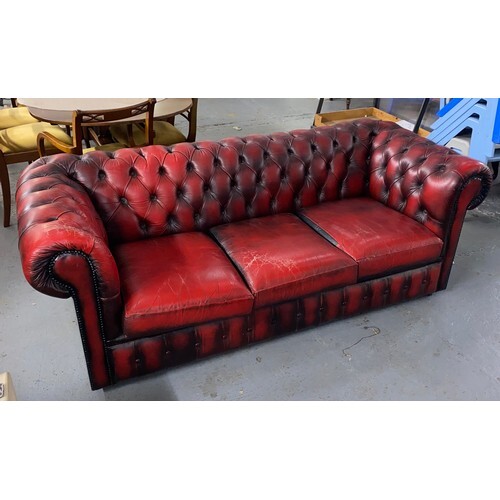 OXBLOOD RED 3 SEATER CHESTERFIELD SOFA