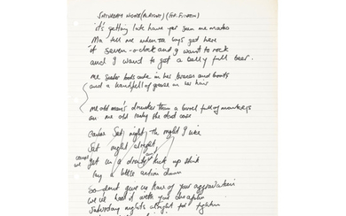 Original handwritten lyrics for Elton John's "Saturday Night's Alright for Fighting"