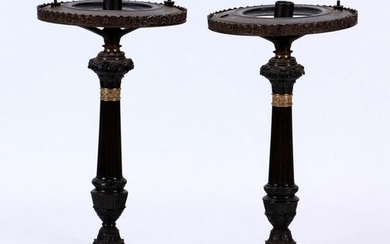 PAIR NEOCLASSICAL STYLE BRONZE TABLE LAMPS