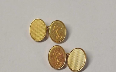 PAIR OF 18CT GOLD OVAL CUFFLINKS - 26.5 G
