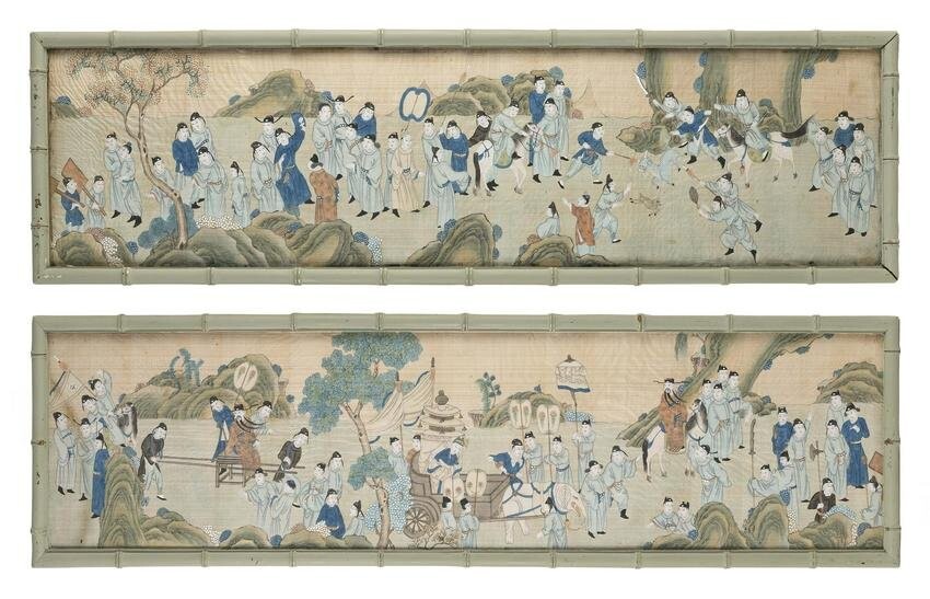 PAIR OF CHINESE PAINTINGS ON SILK Late 19th Century