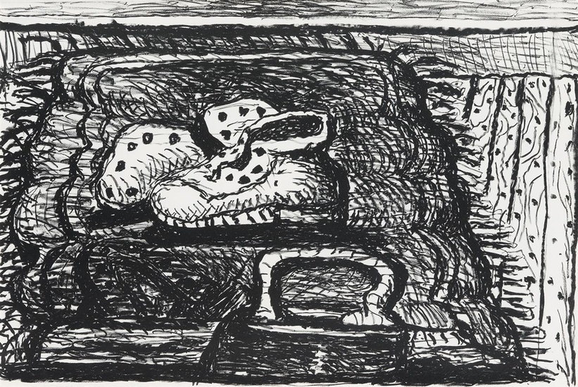 PHILIP GUSTON Rug. Lithograph on Rives BFK, 1980. 495x737 mm; 19 1/2x29 inches,...