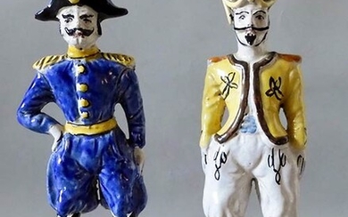 POSILLIPO Sculptures Two polychrome sculptures, a policeman and a oriental...