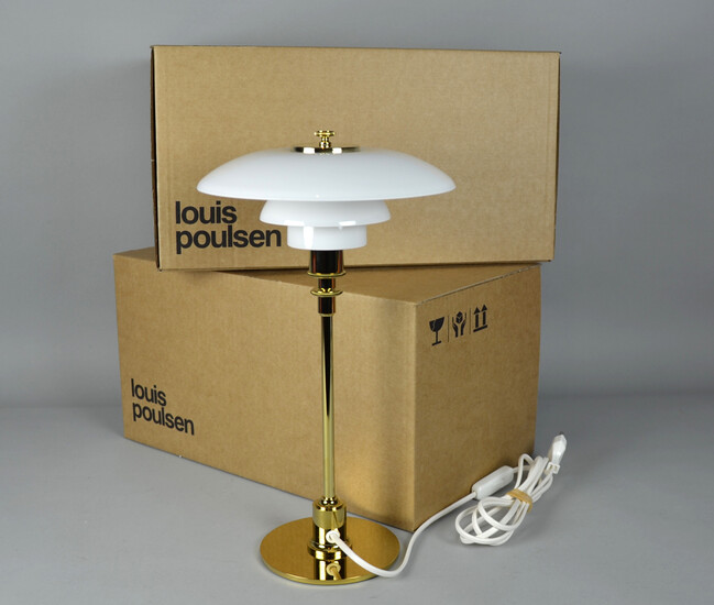 POUL HENNINGSEN. 2 x PH 2/1 BRASS TABLE LAMPS.