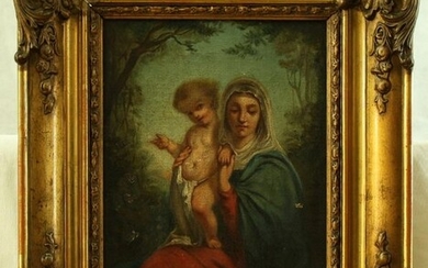 Painting, Virgin and child - oil on canvas - First half 19th century