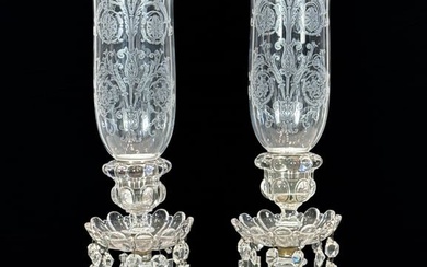 Pair Of Baccarat Glass Candelabra Lusters