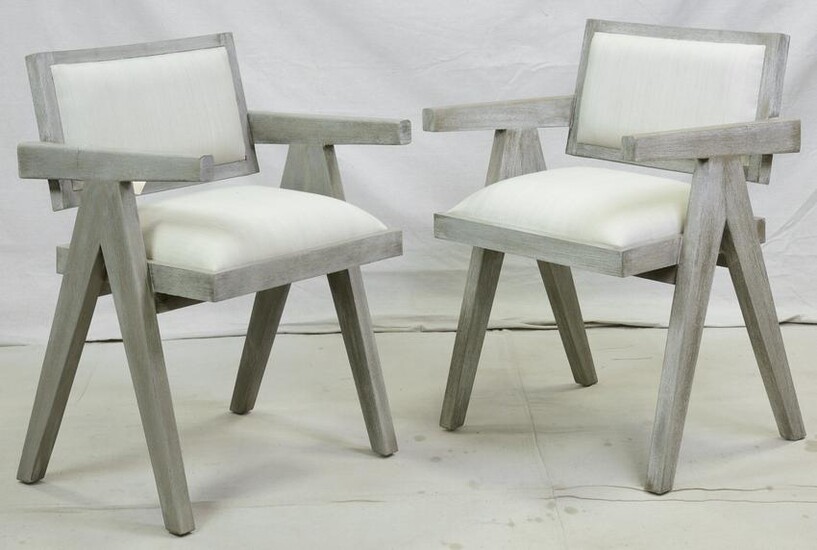 Pair Pierre Jeanneret / Mid Century Style Chairs