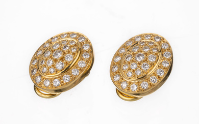 Pair of 18 kt gold brilliant-ear clips , YG 750/000,...