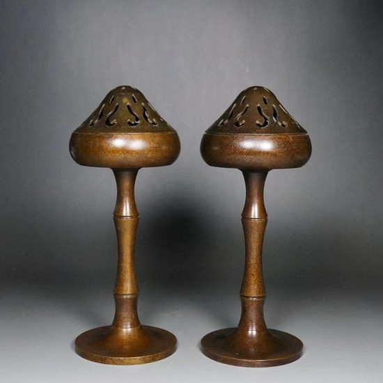 Pair of Chinese Qing Dynasty Bronze Incense Burner