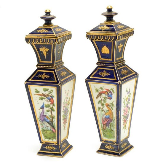 Pair of English 19th Century Porcelain Covered Vases
