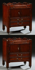 Pair of George III Style Mahogany Commodes, 20th c.