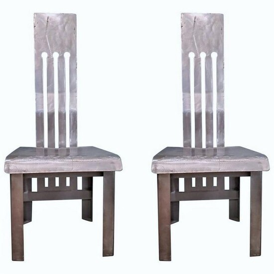 Pair of Metal Industrial Side Chairs