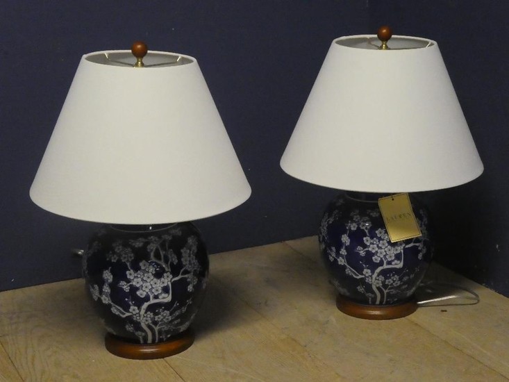 Pair of Ralph Lauren Oriental lamps 58H cm (electrically tes...