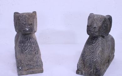 Pair of Stone Ram Figures