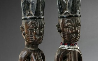 Pair of twin figures "ere ibeji" - Nigeria, Yoruba
